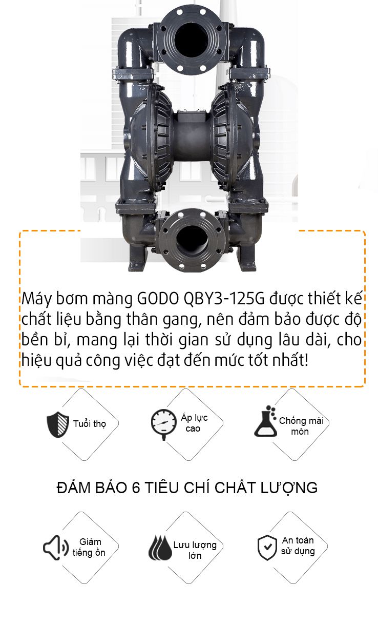 Bơm màng GODO QBY3-125G thân gang