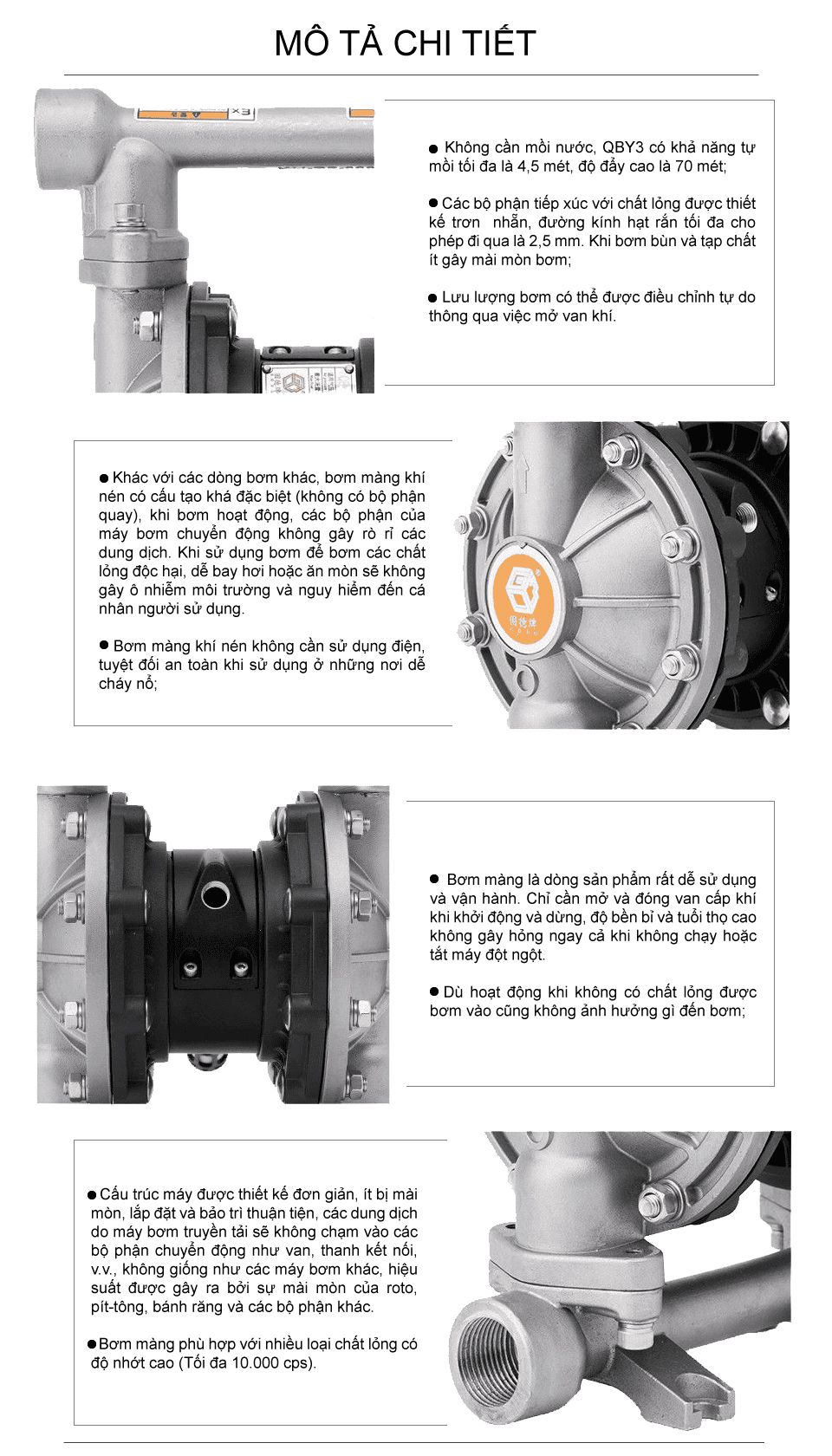 Bơm màng GODO QBY3-25P thân Inox