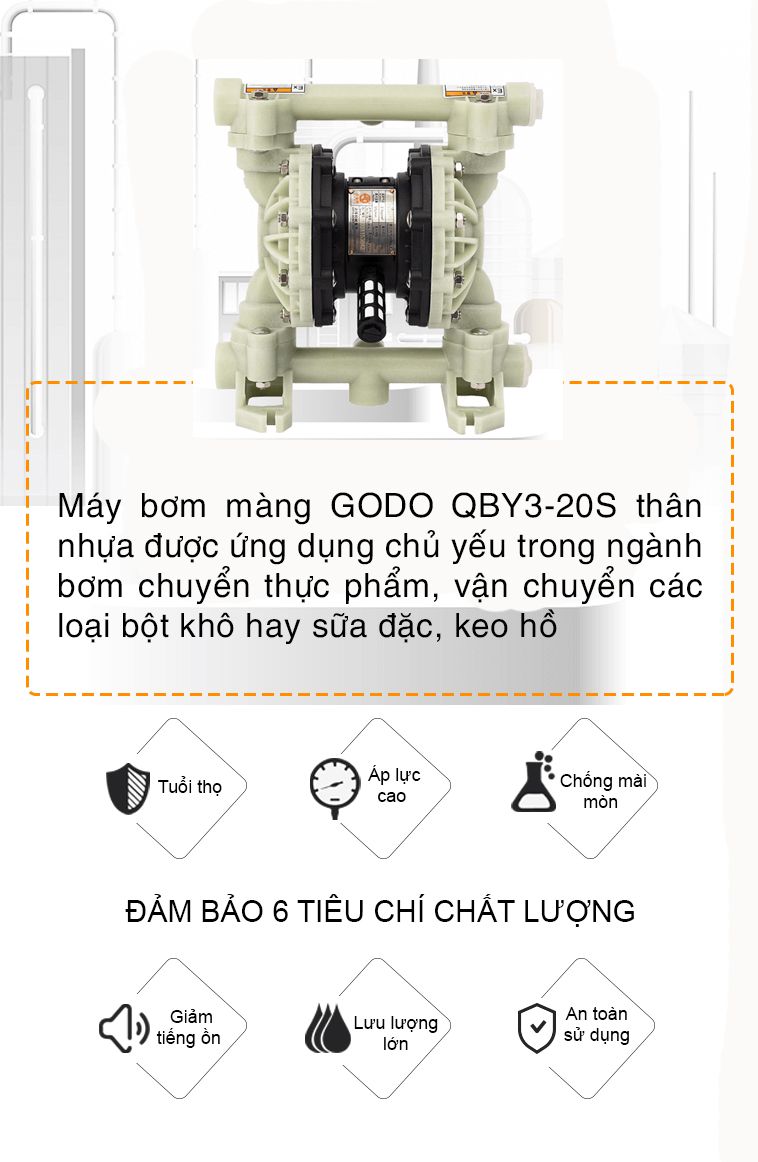 Bơm màng GODO QBY3-20S thân nhựa