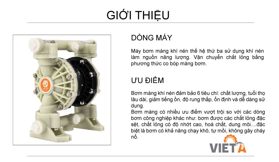 Bơm màng GODO QBY3-20S thân nhựa