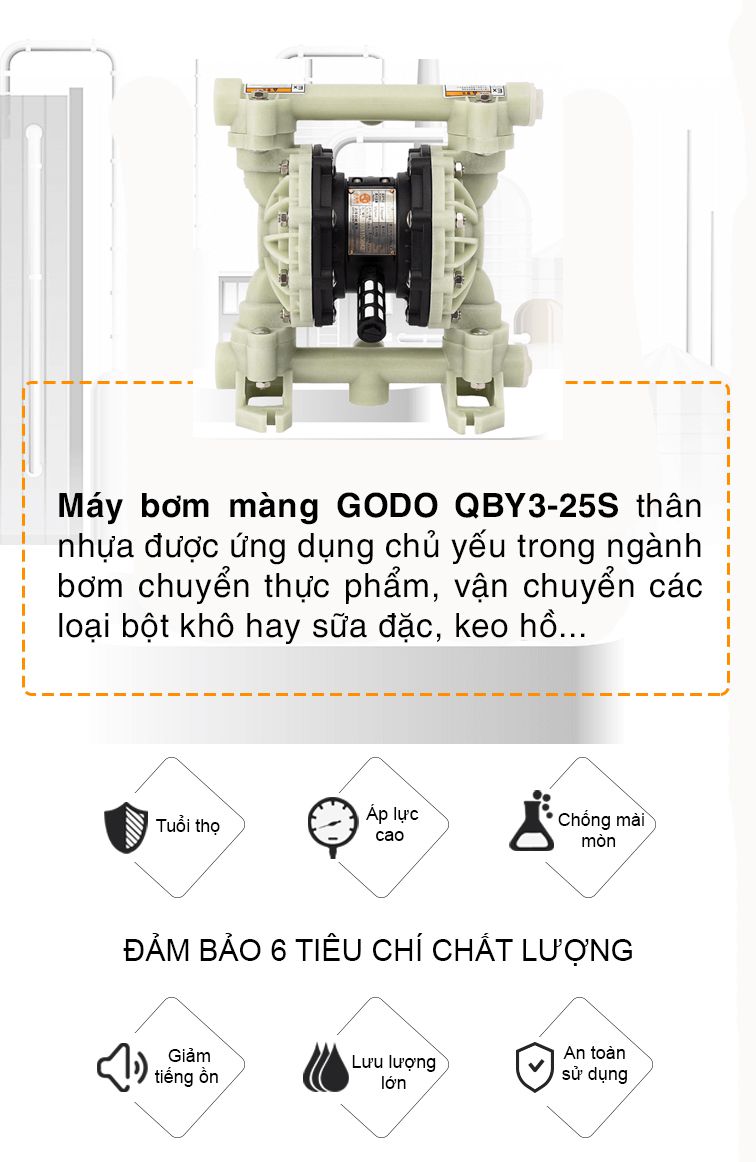 Bơm màng GODO QBY3-25S thân nhựa