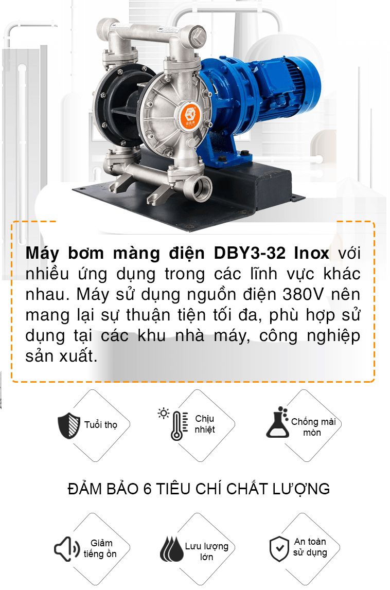 Máy bơm màng điện DBY3-32 Inox 