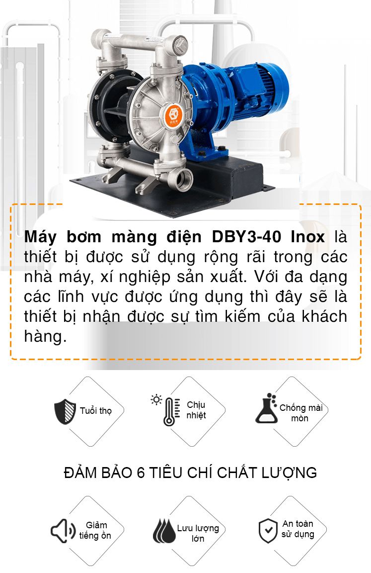 Máy bơm màng điện DBY3-40 Inox