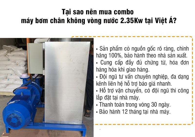 Combo máy bơm chân không vòng nước 2.35kw