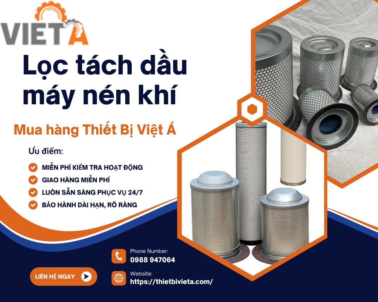 Tổng kho bán sỉ/lẻ lọc tách dầu máy nén khí – Miễn phí ship