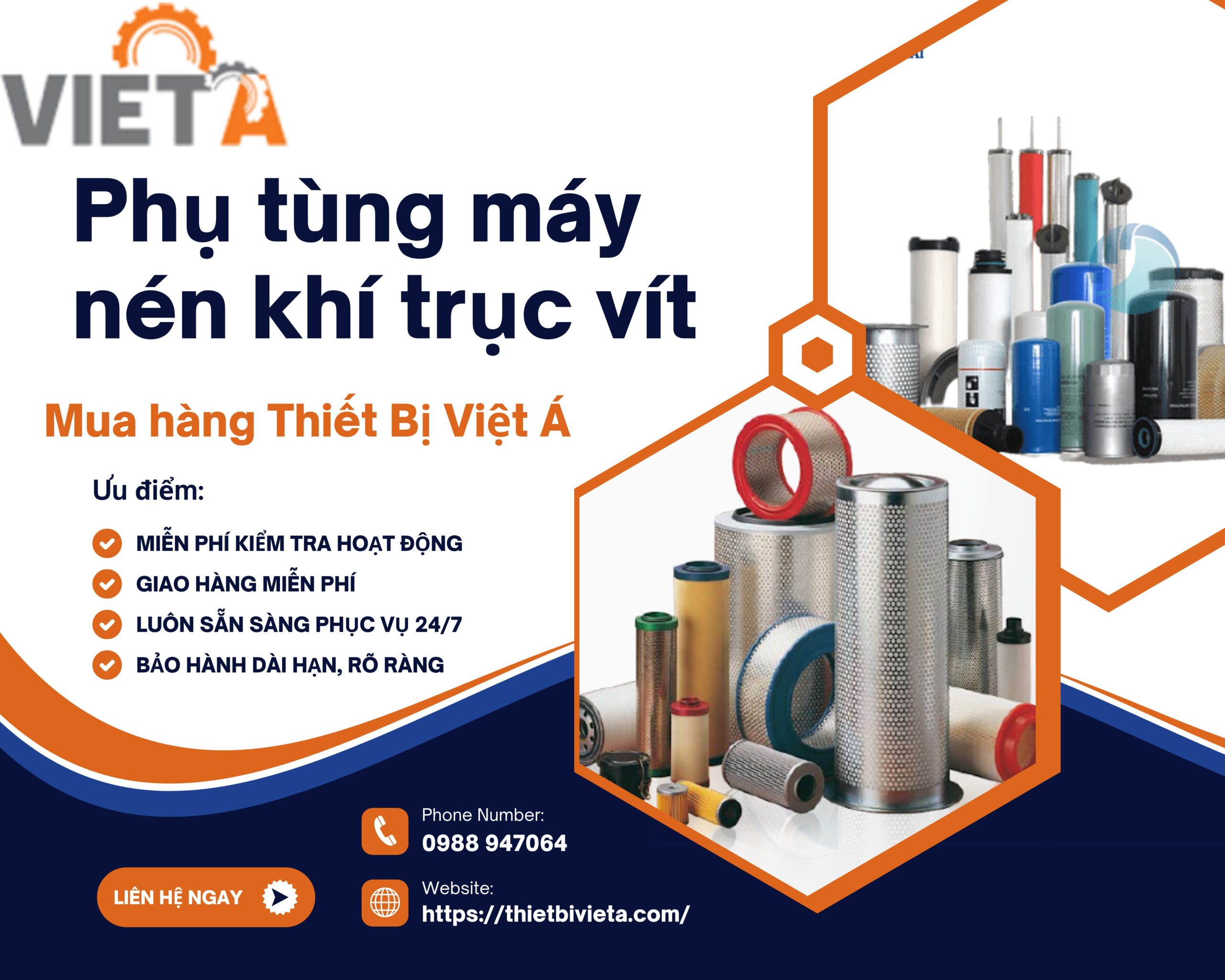 Tổng kho bán sỉ/lẻ link kiện, phụ tùng máy nén khí trục vít