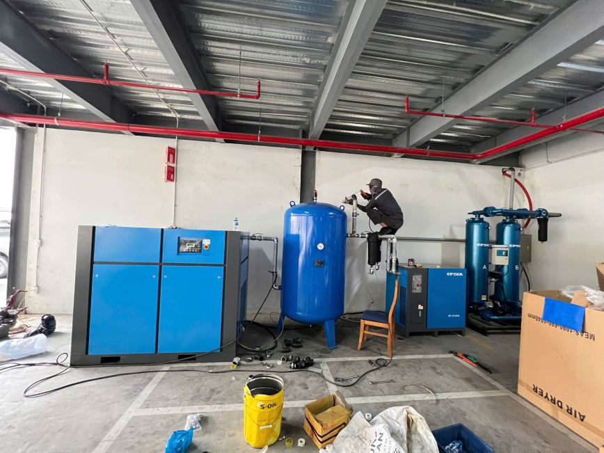 Hình ảnh thi công dự án lắp đặt hệ thống khí nén