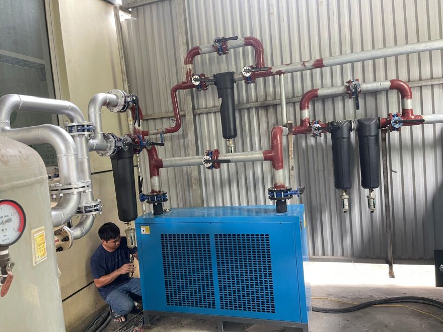 Hình ảnh thi công dự án lắp đặt hệ thống khí nén