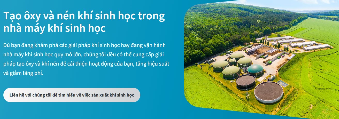 Ứng dụng của máy nén khí cho sản xuất khí sinh học