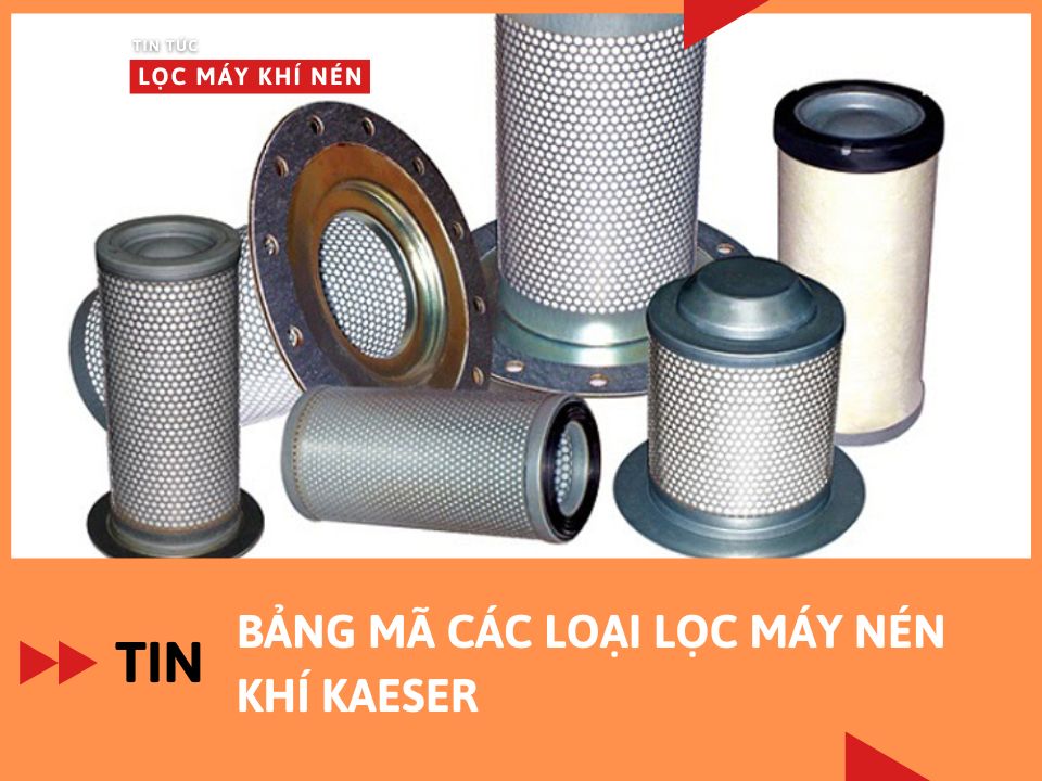Bảng mã các loại lọc máy nén khí Kaeser