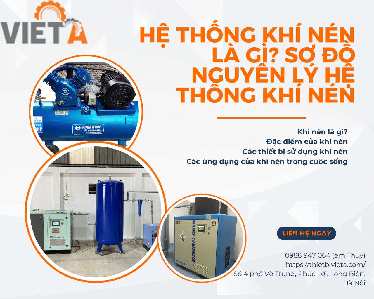 Hệ thống khí nén là gì? Cấu tạo, ứng dụng và sơ đồ nguyên lý hệ thống khí nén