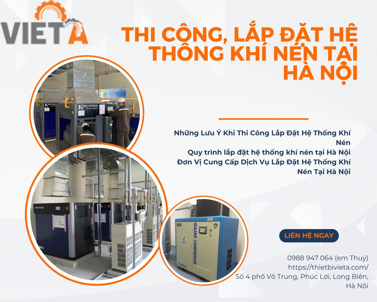 Thi công, Lắp đặt hệ thống khí nén tại Hà Nội