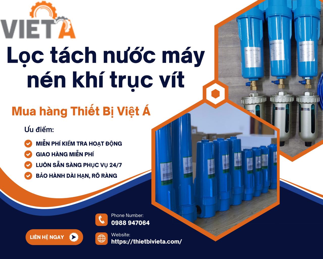 Tổng kho bán sỉ/lẻ lọc tách nước máy nén khí trục vít – Miễn phí ship