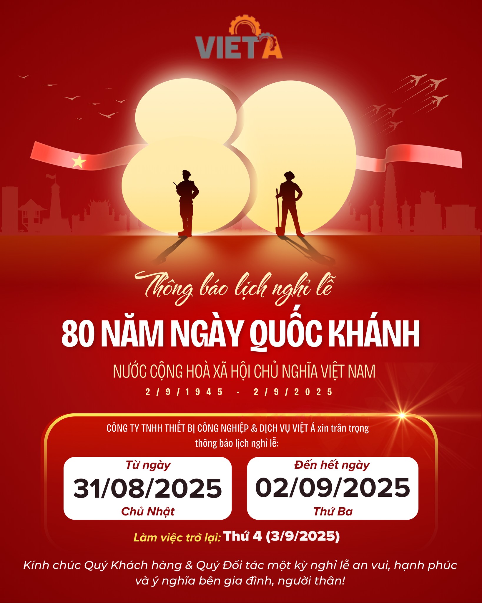 Thông báo nghỉ lễ Quốc Khánh 2/9