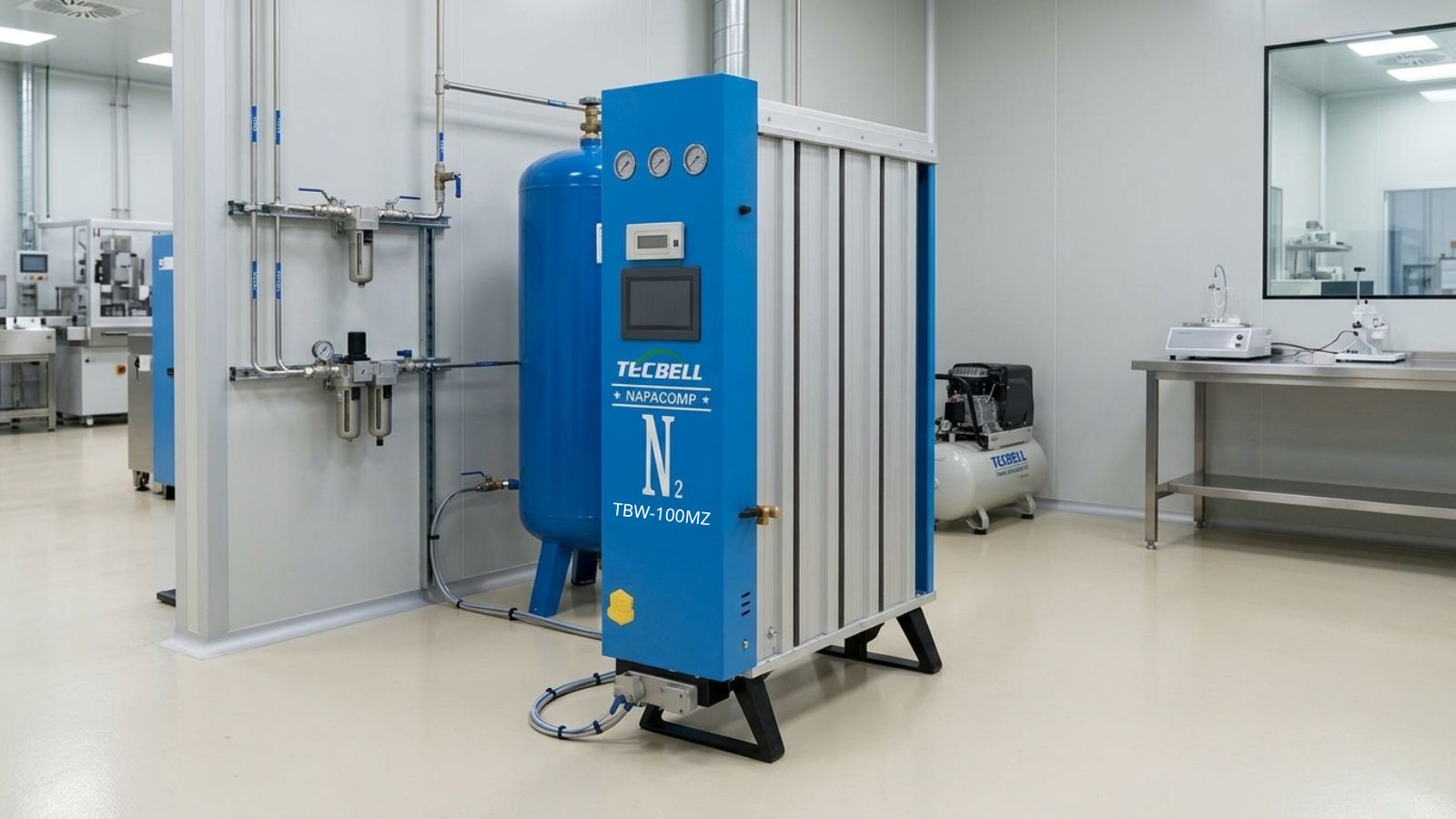 Máy tạo khí Nitơ N2 tinh khiết 99.5% Tecbell TBW-100MZ