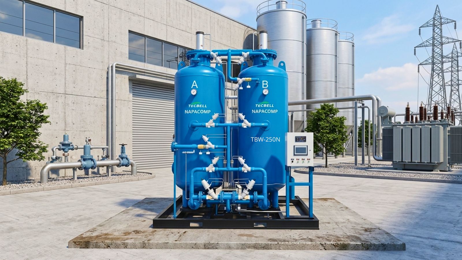 Máy tạo khí Nitơ N2 PSA lưu lượng cao Tecbell TBW-250N