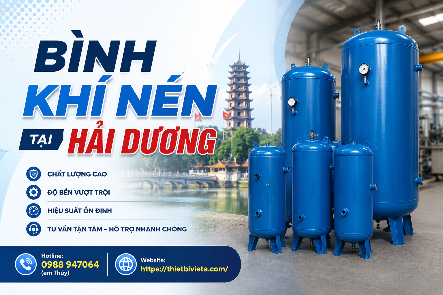 Bình khí nén tại Hải Dương, giá tại xưởng sản xuất