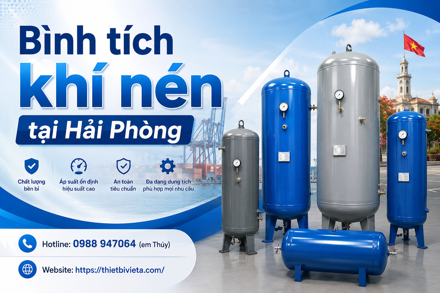 Bình tích khí nén tại Hải Phòng, giá tại xưởng sản xuất