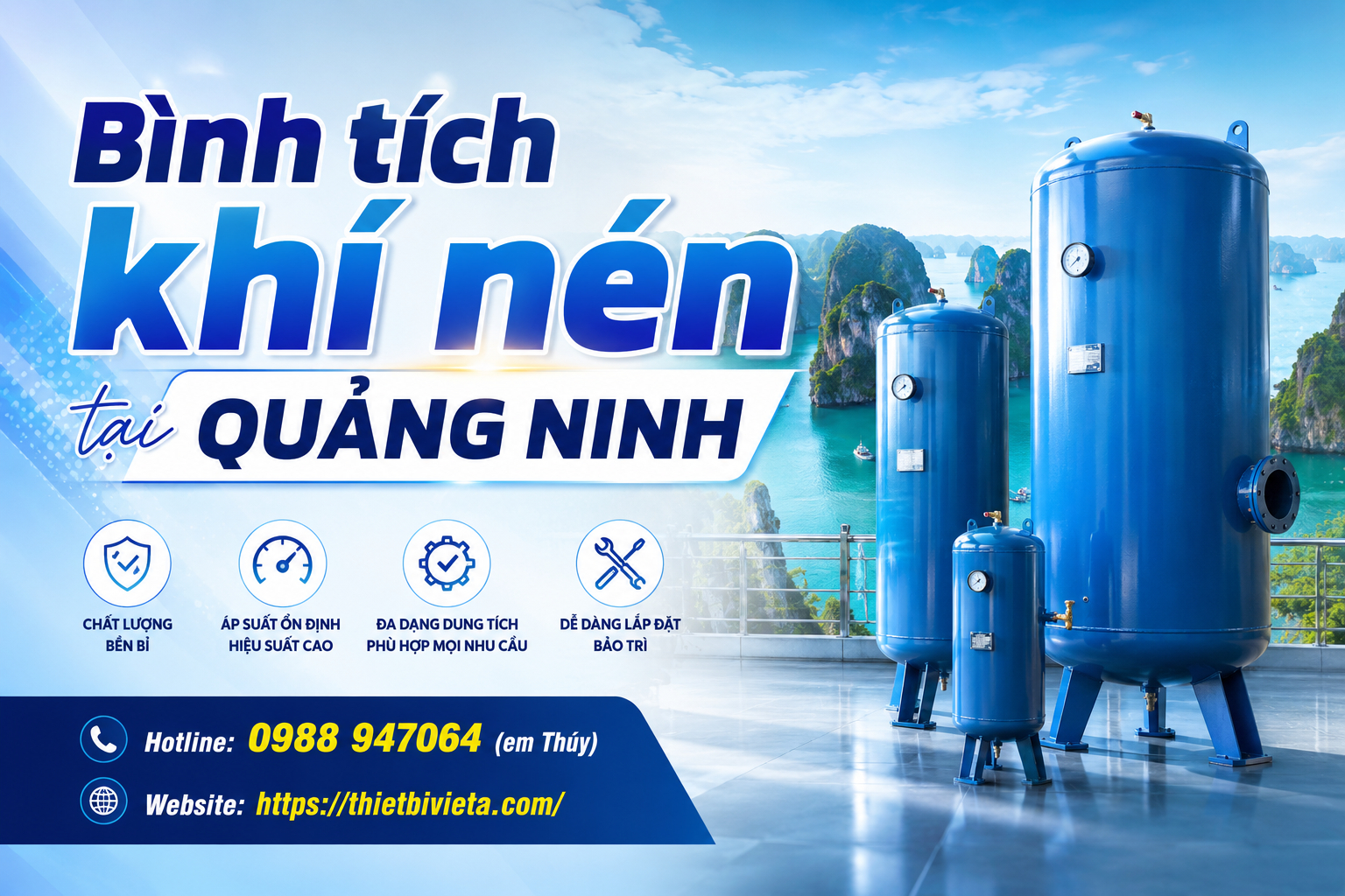 Bình tích chứa khí nén tại Quảng Ninh, giá tại xưởng sản xuất