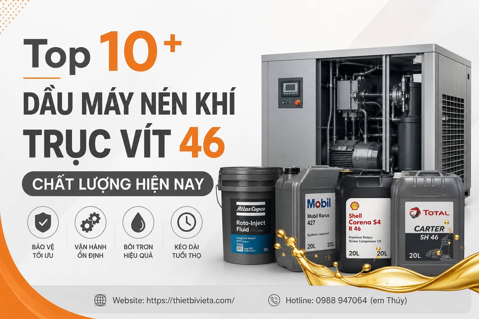 Top 10+ dầu máy nén khí trục vít 46 chất lượng hiện nay