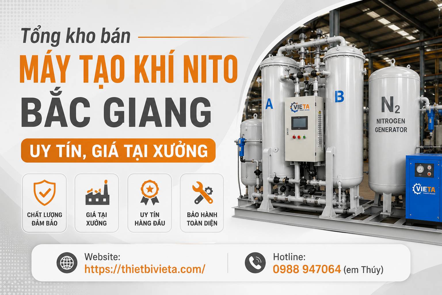 Tổng kho bán máy tạo khí nito Bắc Giang uy tín, giá tại xưởng