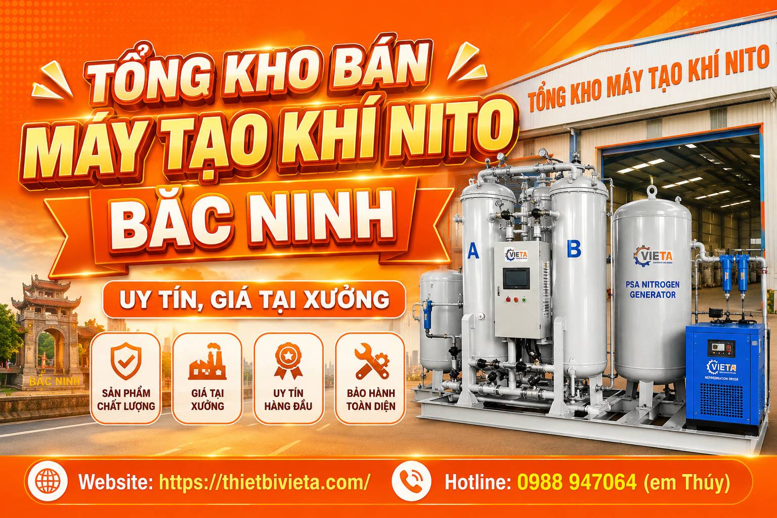 Tổng kho bán máy tạo khí nito Bắc Ninh uy tín, giá tại xưởng