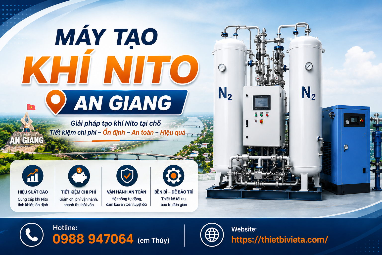 Tổng kho bán máy tạo khí nito tại An Giang uy tín, giá tại xưởng