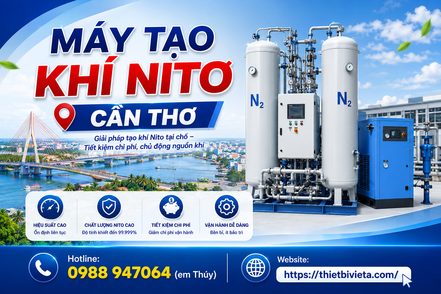 Tổng kho bán máy tạo khí nito tại Cần Thơ uy tín, giá tại xưởng