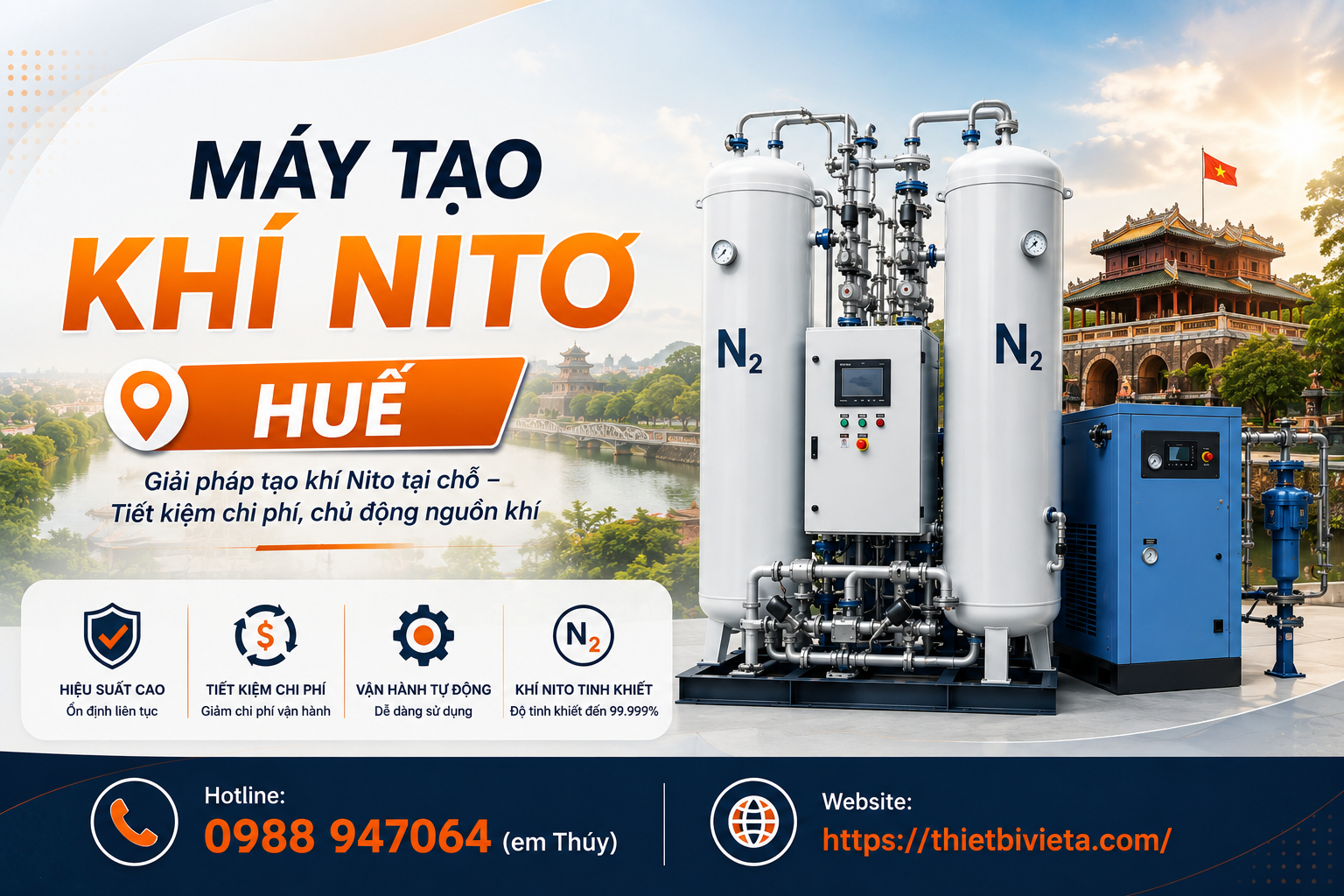Tổng kho bán máy tạo khí nito tại Huế uy tín, giá tại xưởng