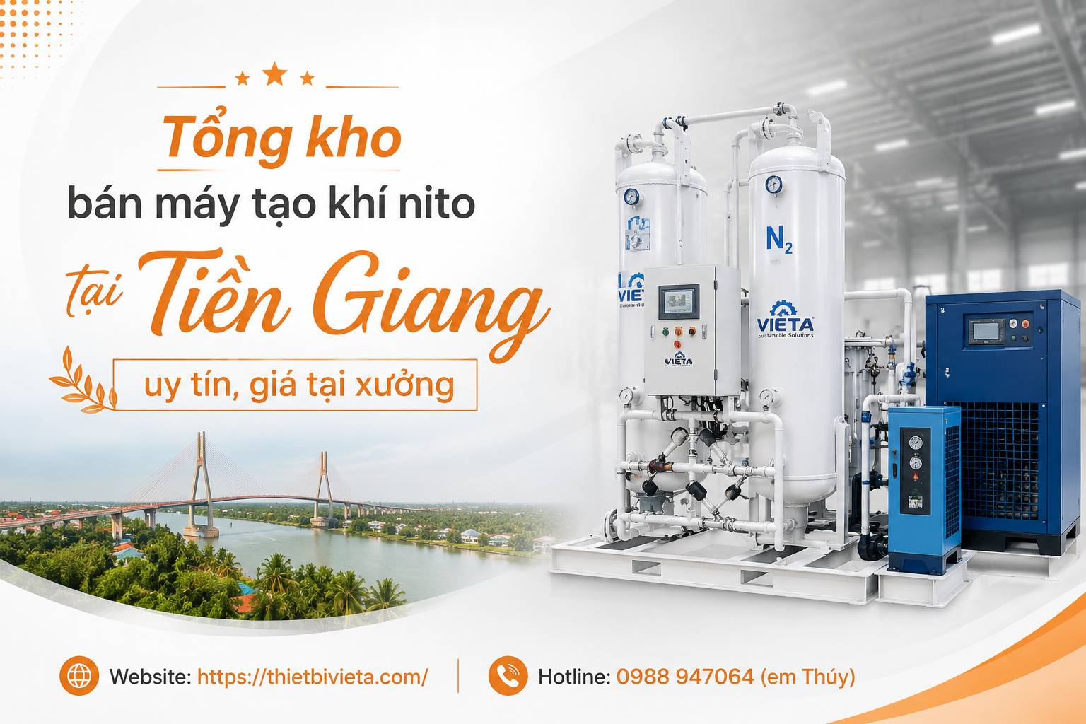 Tổng kho bán máy tạo khí nito tại Tiền Giang uy tín, giá tại xưởng