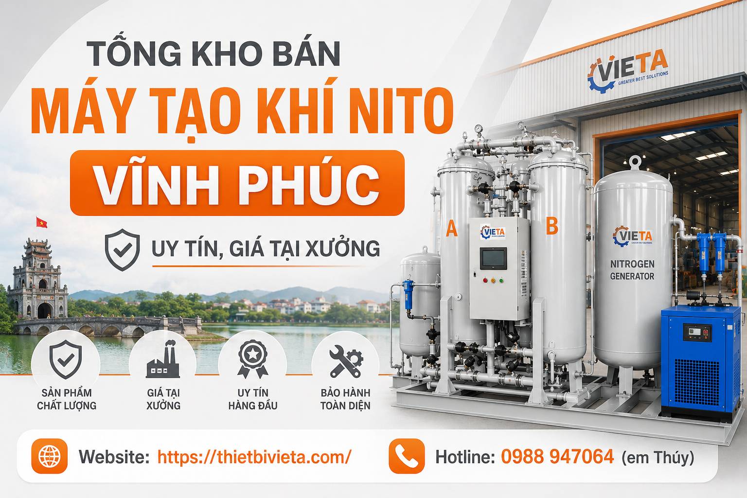Tổng kho bán máy tạo khí nito Vĩnh Phúc uy tín, giá tại xưởng