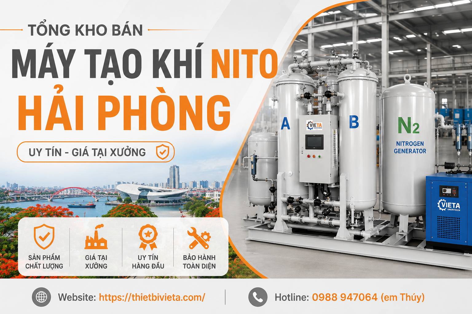 Tổng kho bán máy tạo khí nito Hải Phòng uy tín, giá tại xưởng