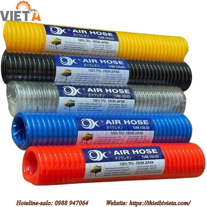 dây hơi lò xo phi 10; dây hơi khí nén phi 10; Dây hơi PU phi 10; dây hơi 10 ly