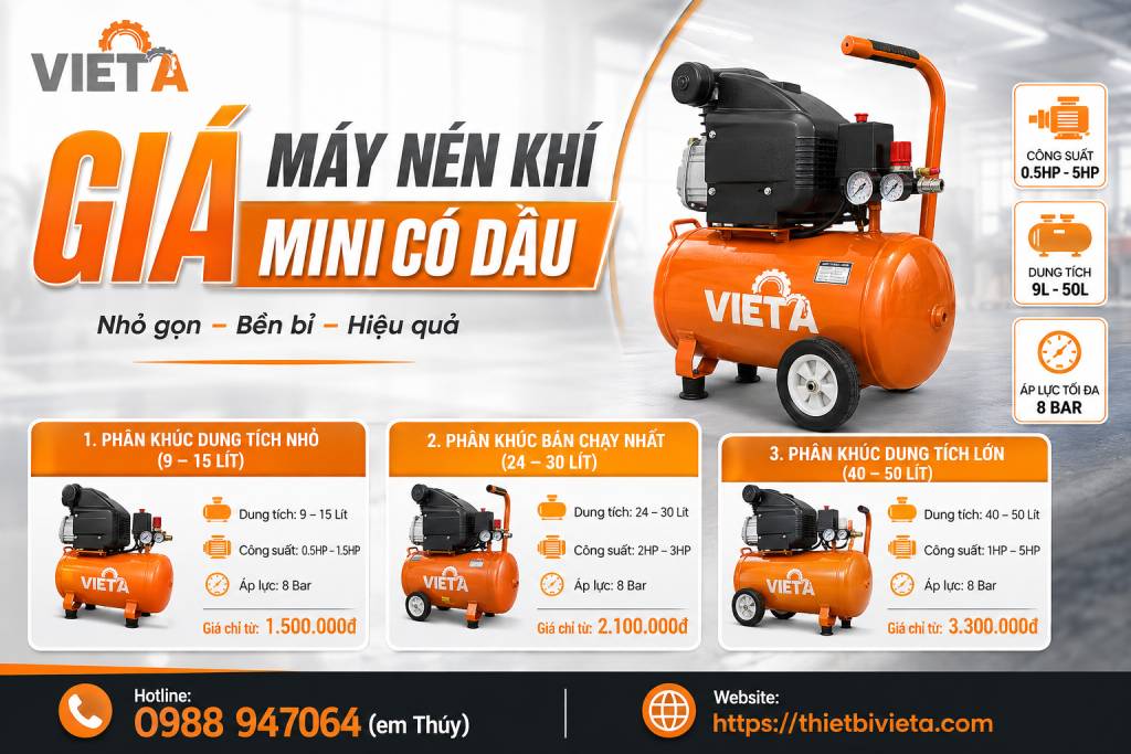 Giá máy nén khí mini có dầu