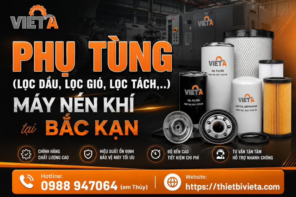Tổng kho bán phụ tùng (lọc dầu, lọc gió, lọc tách,..) máy nén khí tại Bắc Kạn chính hãng
