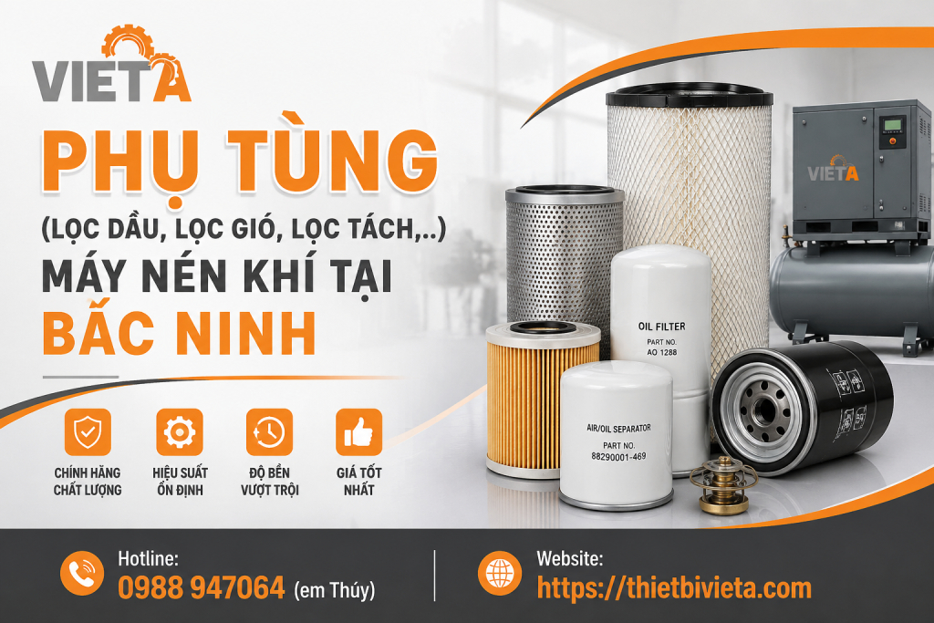 Tổng kho bán phụ tùng (lọc dầu, lọc gió, lọc tách,..) máy nén khí tại Bắc Ninh chính hãng