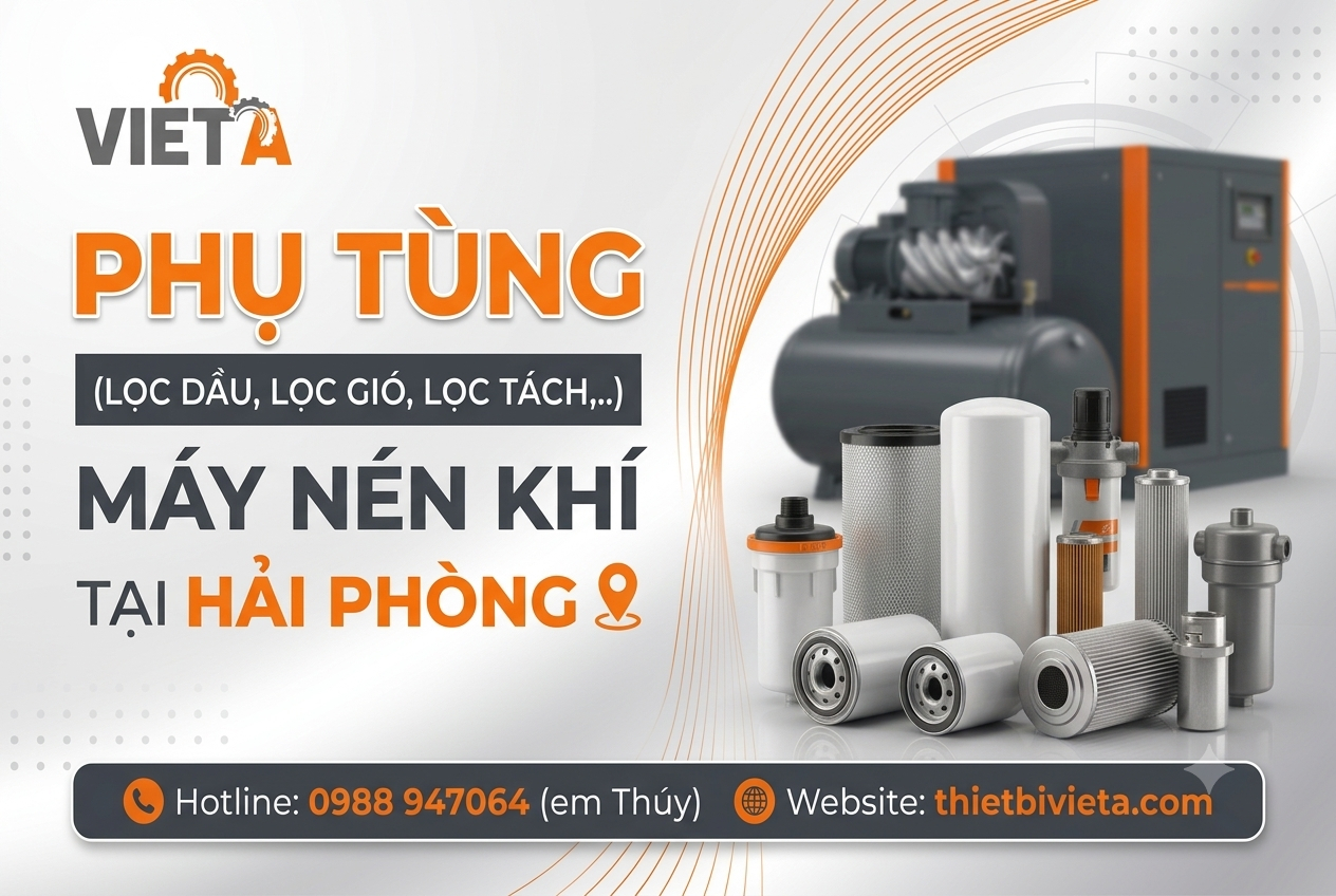Tổng kho bán phụ tùng (lọc dầu, lọc gió, lọc tách,..) máy nén khí tại Hải Phòng chính hãng