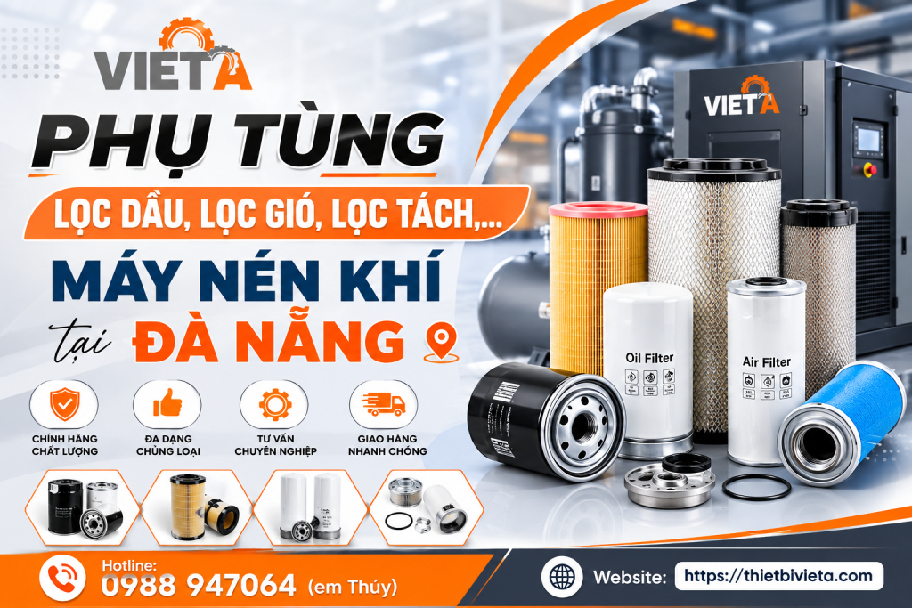 Tổng kho bán phụ tùng (lọc dầu, lọc gió, lọc tách,..) máy nén khí tại Đà Nẵng chính hãng