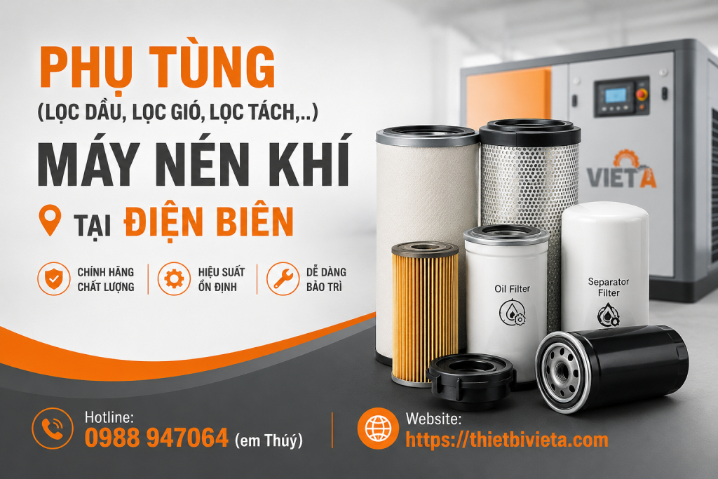Tổng kho bán phụ tùng (lọc dầu, lọc gió, lọc tách,..) máy nén khí tại Điện Biên chính hãng