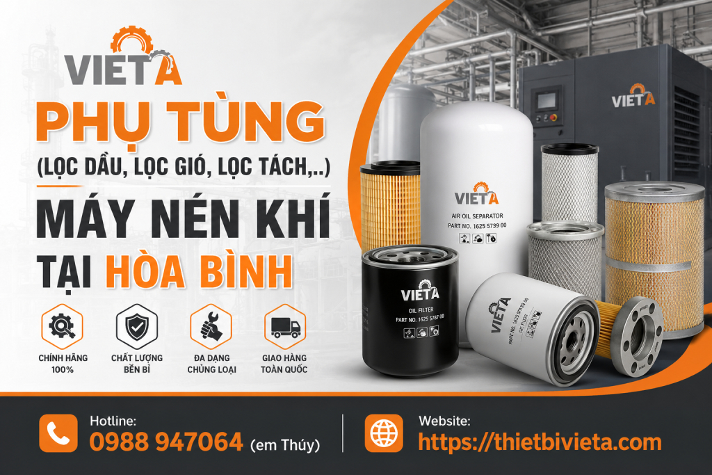 phụ tùng (lọc dầu, lọc gió, lọc tách,..) máy nén khí tại Hòa Bình