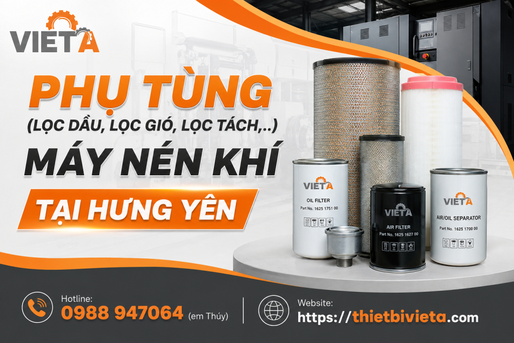 Tổng kho bán phụ tùng (lọc dầu, lọc gió, lọc tách,..) máy nén khí tại Hưng Yên chính hãng