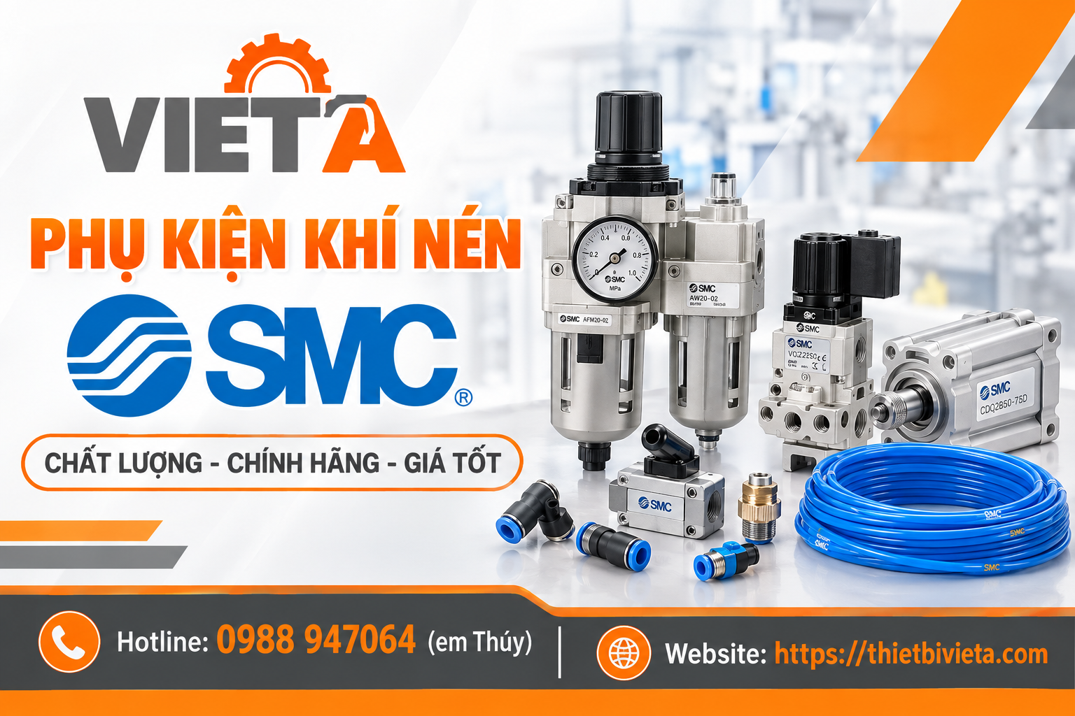 Phụ kiện khí nén SMC Chính Hãng, Hàng Sẵn Kho Tại Hà Nội, TPHCM ship toàn quốc