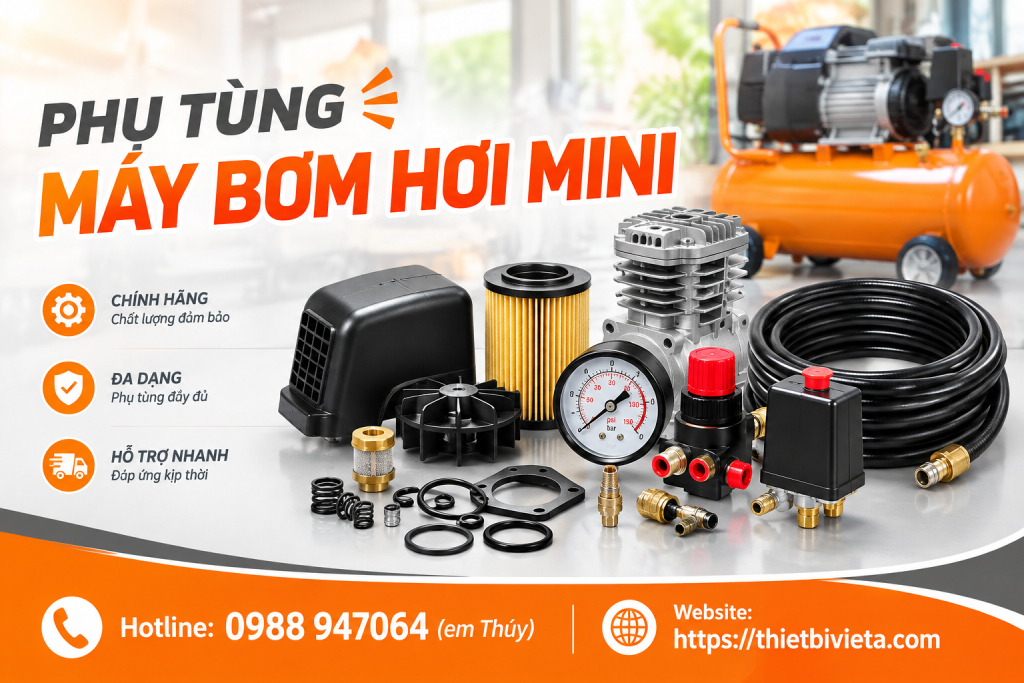 Phụ tùng máy bơm hơi mini Chính Hãng, Hàng Sẵn Kho Tại Tổng Kho Thiết Bị Việt Á