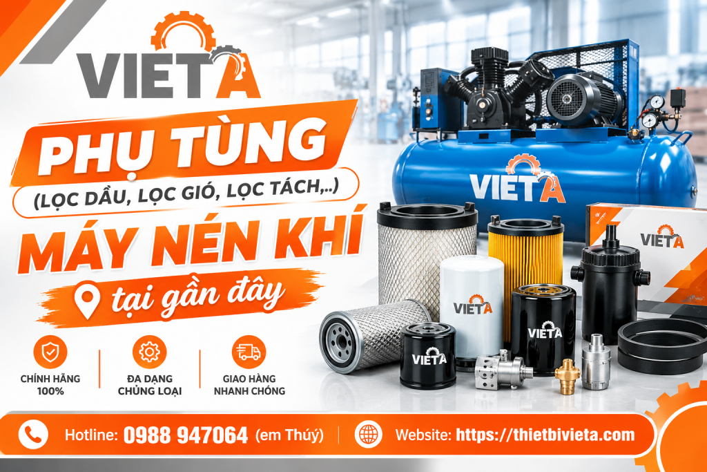 Tổng kho bán phụ tùng (lọc dầu, lọc gió, lọc tách,..) máy nén khí gần đây chính hãng