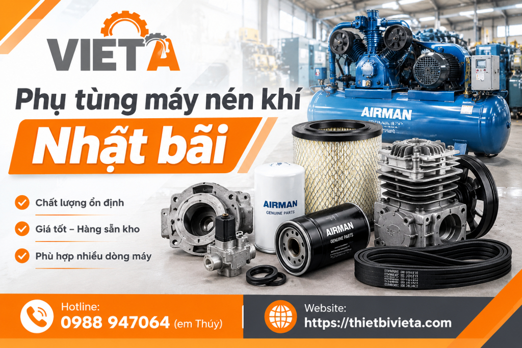 Phụ tùng máy nén khí Nhật bãi Chính Hãng, Hàng Sẵn Kho Tại Tổng Kho Thiết Bị Việt Á