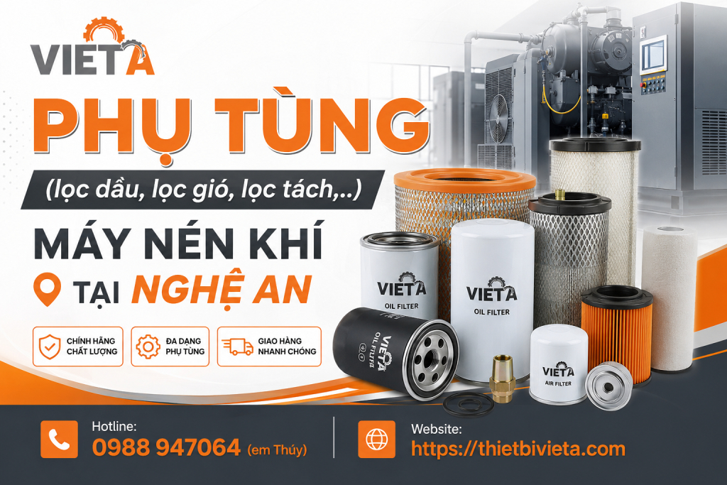 Tổng kho bán phụ tùng (lọc dầu, lọc gió, lọc tách,..) máy nén khí tại Nghệ An chính hãng