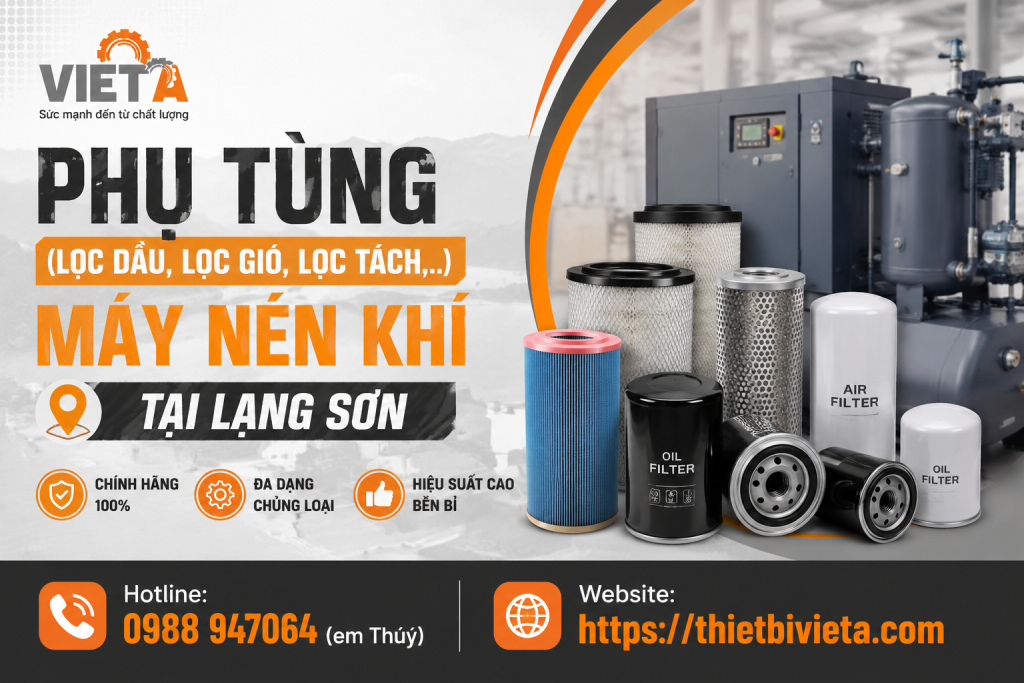 Tổng kho bán phụ tùng (lọc dầu, lọc gió, lọc tách,..) máy nén khí tại Lạng Sơn chính hãng