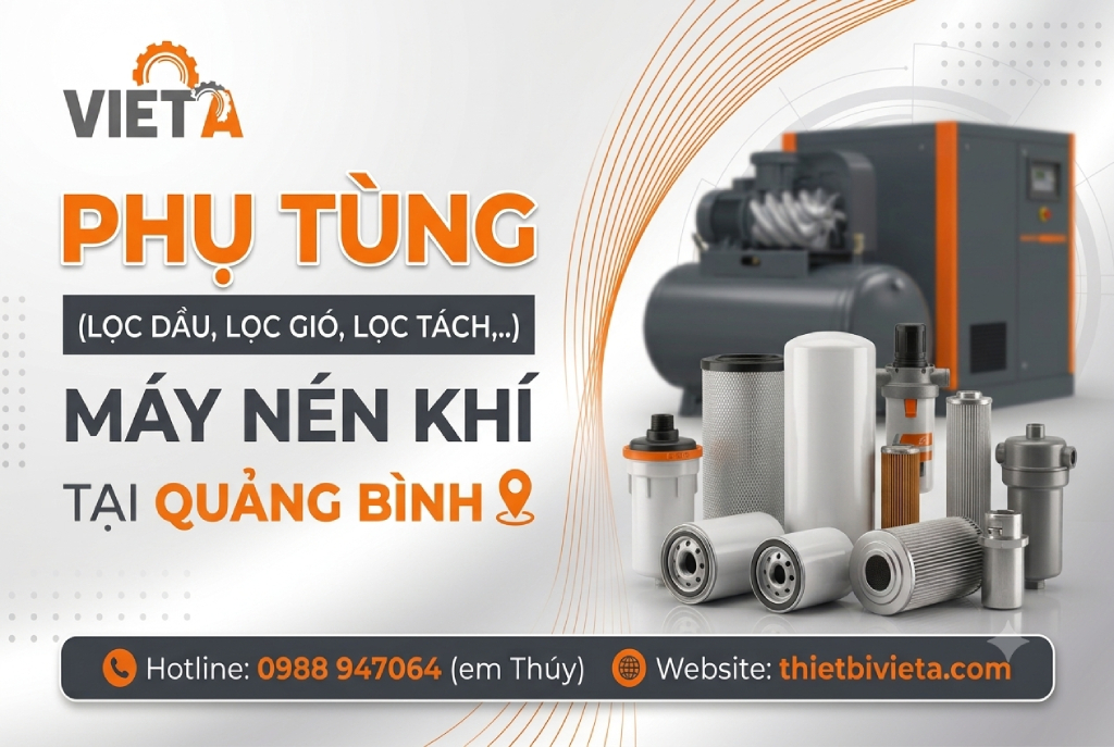 Tổng kho bán phụ tùng (lọc dầu, lọc gió, lọc tách,..) máy nén khí tại Quảng Bình chính hãng