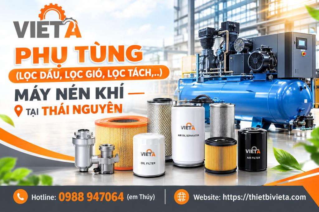 Tổng kho bán phụ tùng (lọc dầu, lọc gió, lọc tách,..) máy nén khí tại Thái Nguyên chính hãng