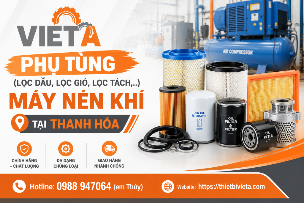 Tổng kho bán phụ tùng (lọc dầu, lọc gió, lọc tách,..) máy nén khí tại Thanh Hóa chính hãng